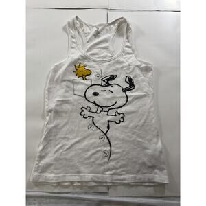 Women’s L/Xl White Snoopy Tank Top Peanuts Charlie Brown